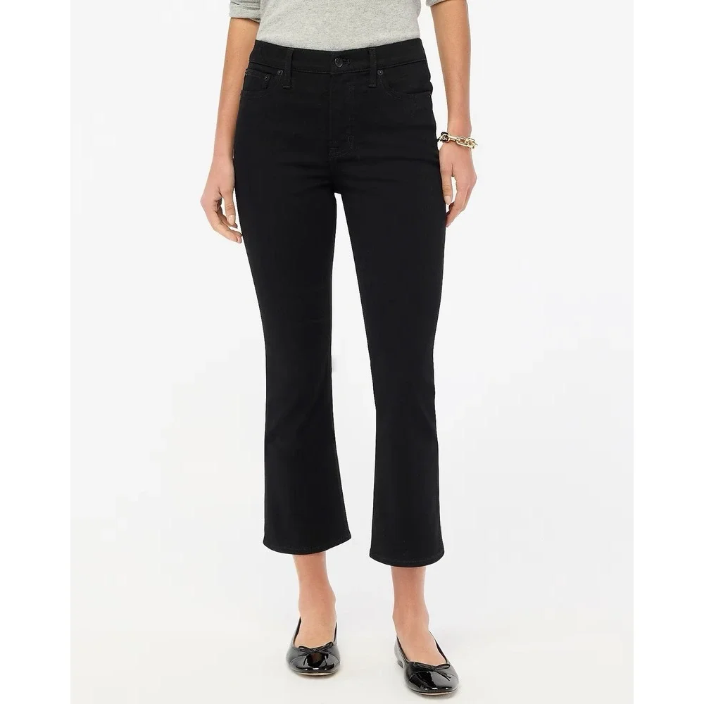 J Crew Flare Crop Jeans 30 Black NWT Bootcut All Day Stretch BT057‎ J.Crew